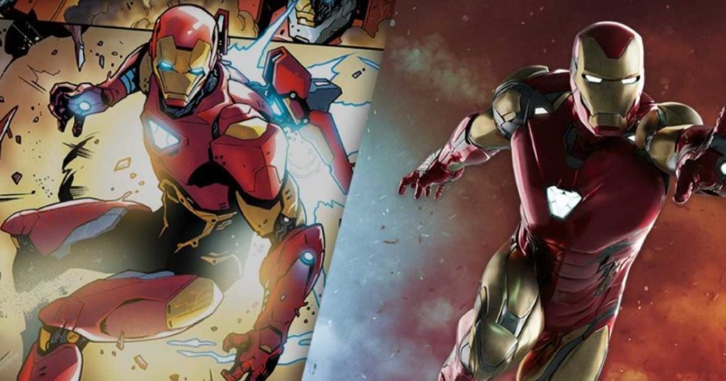 Zwei Bilder von Iron man, dem Superhelden von Marvel