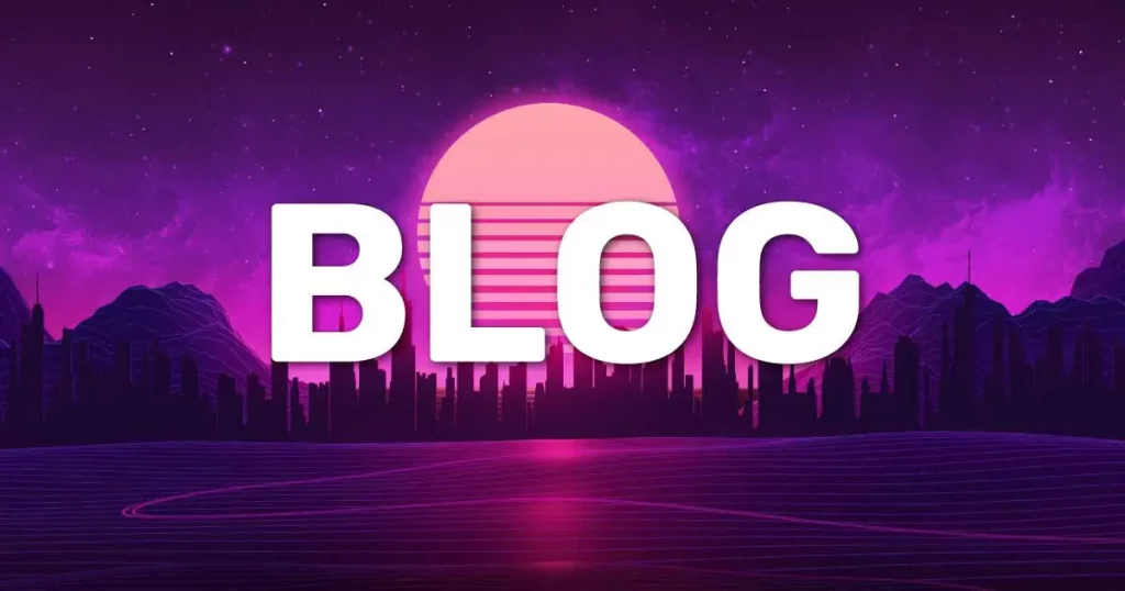 Eine Illustration im retrowave Stil, zu sehen ist ein futuristischer Mond und eine Stadt